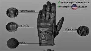 3. Men's Premium Leather Street Motorcycle Gloves
